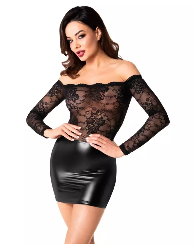 Robe en dentelle Noir Homemade élégante pour soirée fetish-1