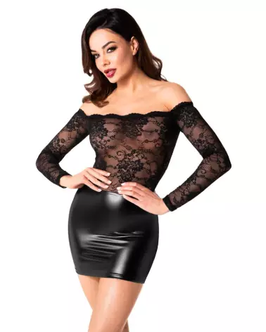 Robe en dentelle Noir Homemade élégante pour soirée fetish-1