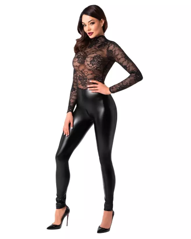 Jumpsuit Lace Noir Handmade en dentelle - Combinaison Fetish élégante-2