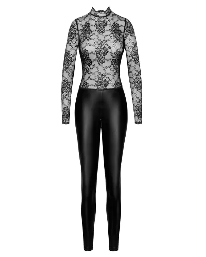 Jumpsuit Lace Noir Handmade en dentelle - Combinaison Fetish élégante-7
