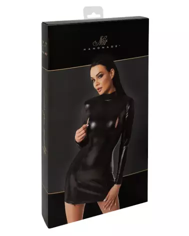 Robe longue à manches Noir Handmade en style fetish chic-3