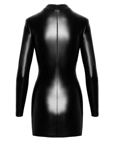 Robe longue à manches Noir Handmade en style fetish chic-7