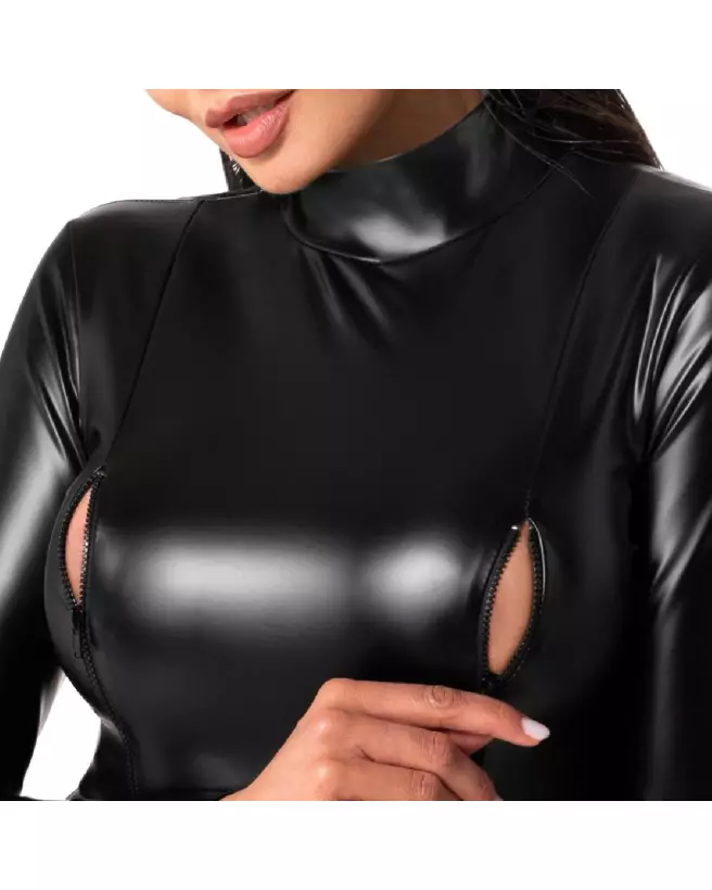 Body Long Sleeve Noir Handmade en combinaison fetish élégante et provocante-5
