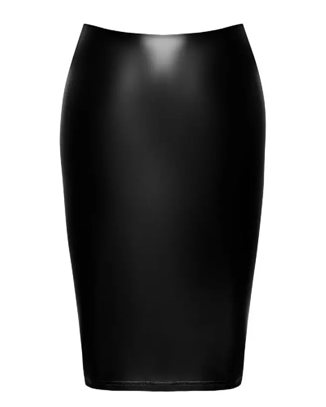 Midi Skirt en cuir Noir Handmade, jupe fetish élégante et tendance-5