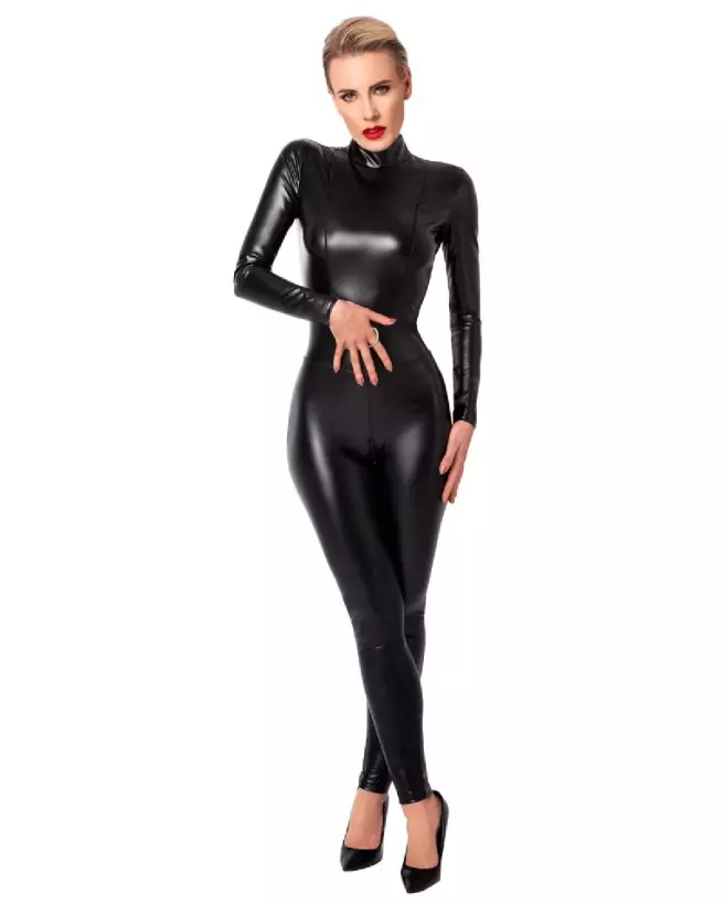 Combinaison Noir Jumpsuit Zip en cuir par Noir Handmade-2
