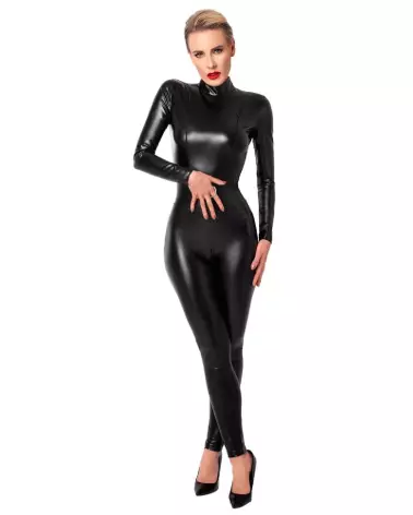 Combinaison Noir Jumpsuit Zip en cuir par Noir Handmade-2