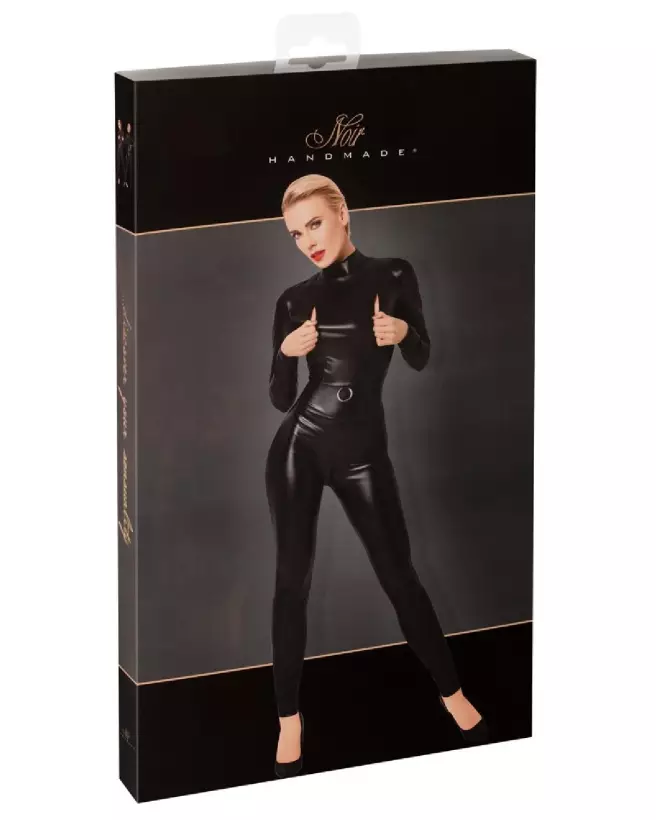 Combinaison Noir Jumpsuit Zip en cuir par Noir Handmade-3