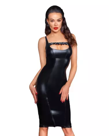 Robe midi noire élégante de Noir Homemade pour look fetish chic-2