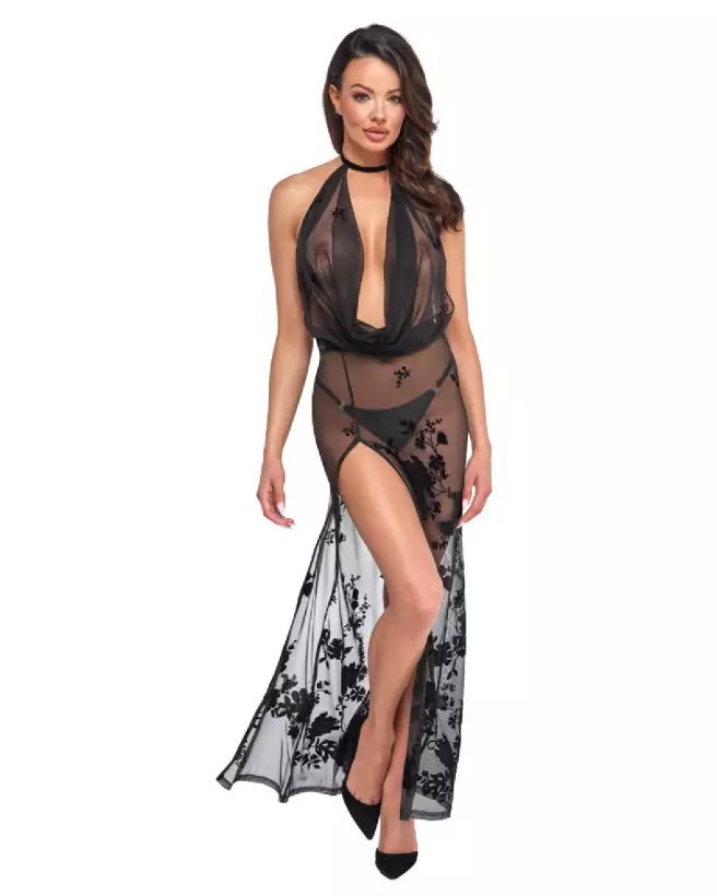 Robe longue noire fetish élégante Noir Homemade-2
