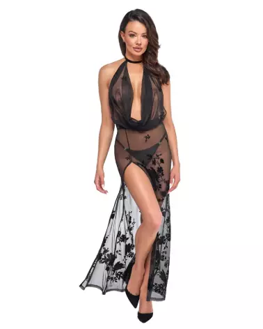 Robe longue noire fetish élégante Noir Homemade-2