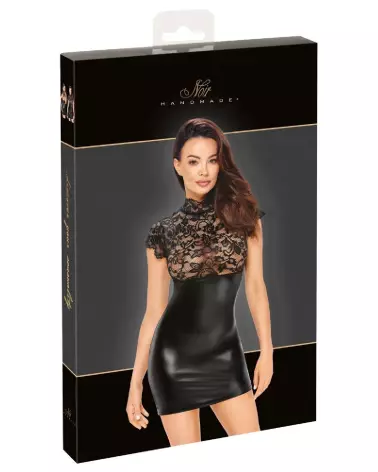 Robe dentelle Noir Handmade pour look fétichiste élégant-3