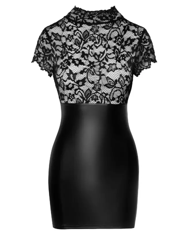 Robe dentelle Noir Handmade pour look fétichiste élégant-6