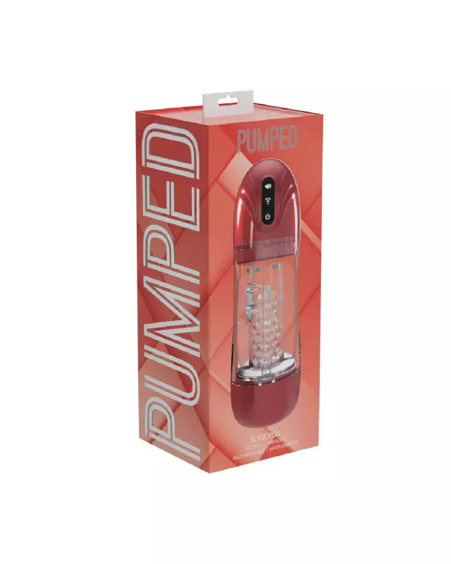 Image de SonicPull Masturbateur avec succion et vibration par Pumped by Shots en rouge métallique-1