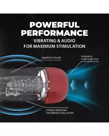 Image de SonicPull Masturbateur avec succion et vibration par Pumped by Shots en rouge métallique-4