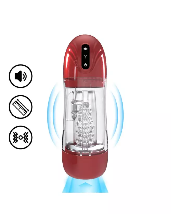 Image de SonicPull Masturbateur avec succion et vibration par Pumped by Shots en rouge métallique-7