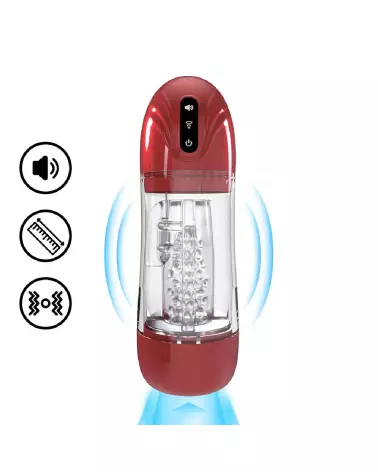 Image de SonicPull Masturbateur avec succion et vibration par Pumped by Shots en rouge métallique-7