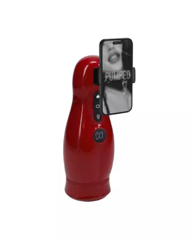 Masturbateur Virtuo Pumped by Shots avec support téléphone en rouge métallique-2