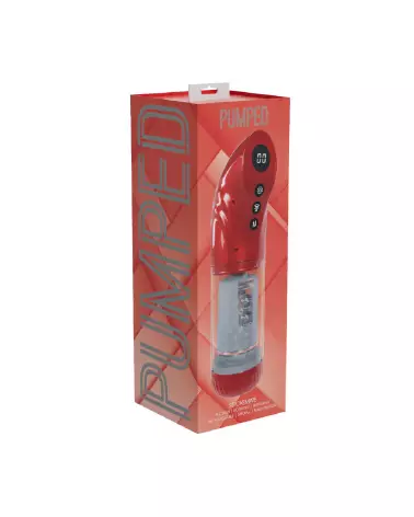 StrokeMate rouge métallique - Masturbateur haute performance avec succion, rotation et poussée-1