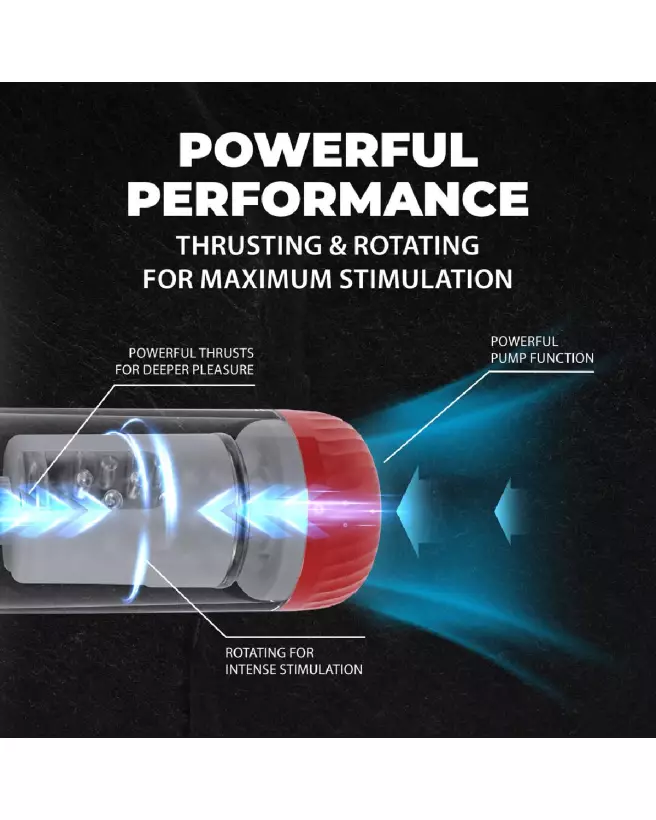 StrokeMate rouge métallique - Masturbateur haute performance avec succion, rotation et poussée-5