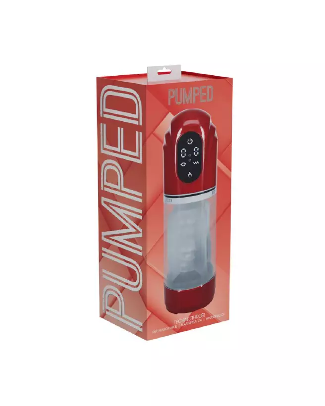 Image de la Pompe de Masturbation Automatique Pumped by Shots Rouge Métallique Étanche-1