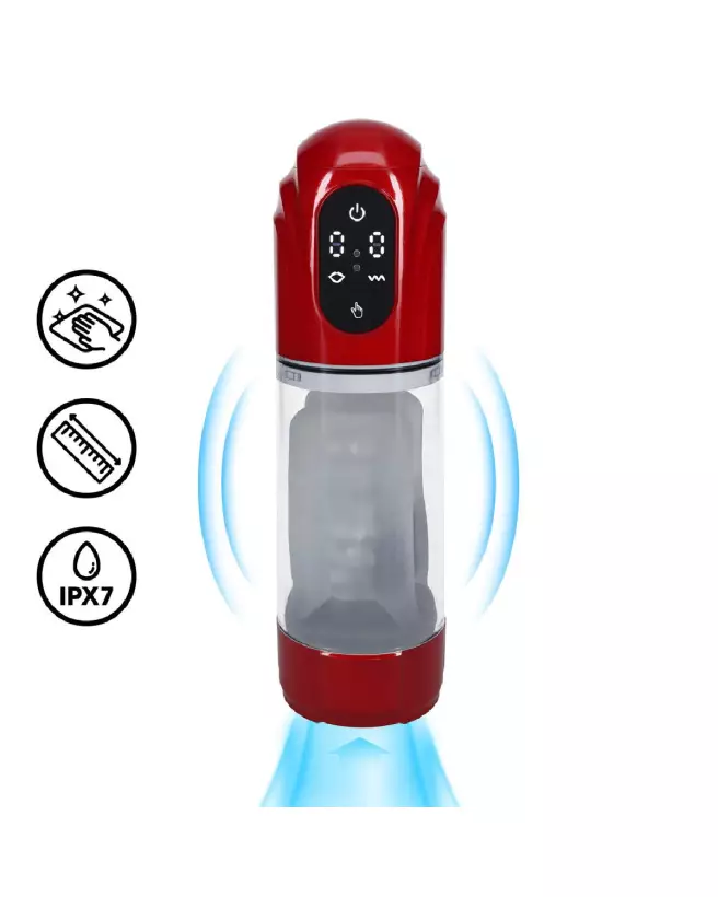 Image de la Pompe de Masturbation Automatique Pumped by Shots Rouge Métallique Étanche-7
