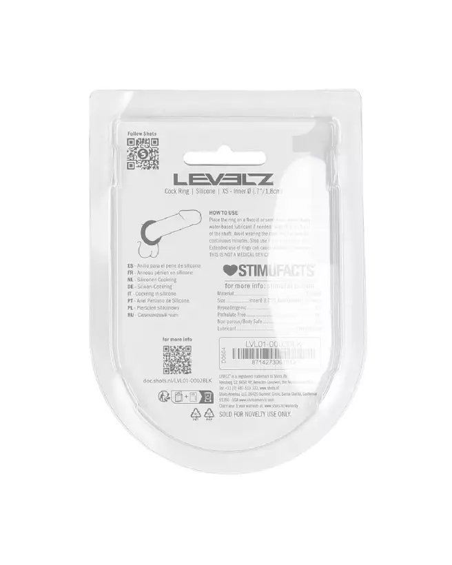 Cockring en silicone noir XS Levelz by Shots pour endurance et confort-2