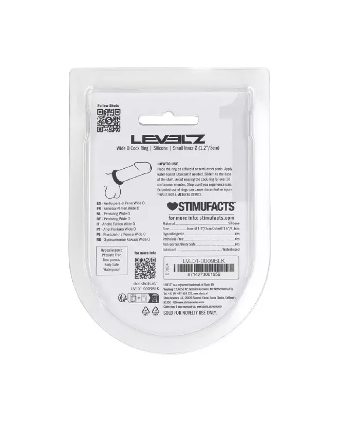 Cockring Wide O Levelz by Shots en silicone noir taille S 30mm-2