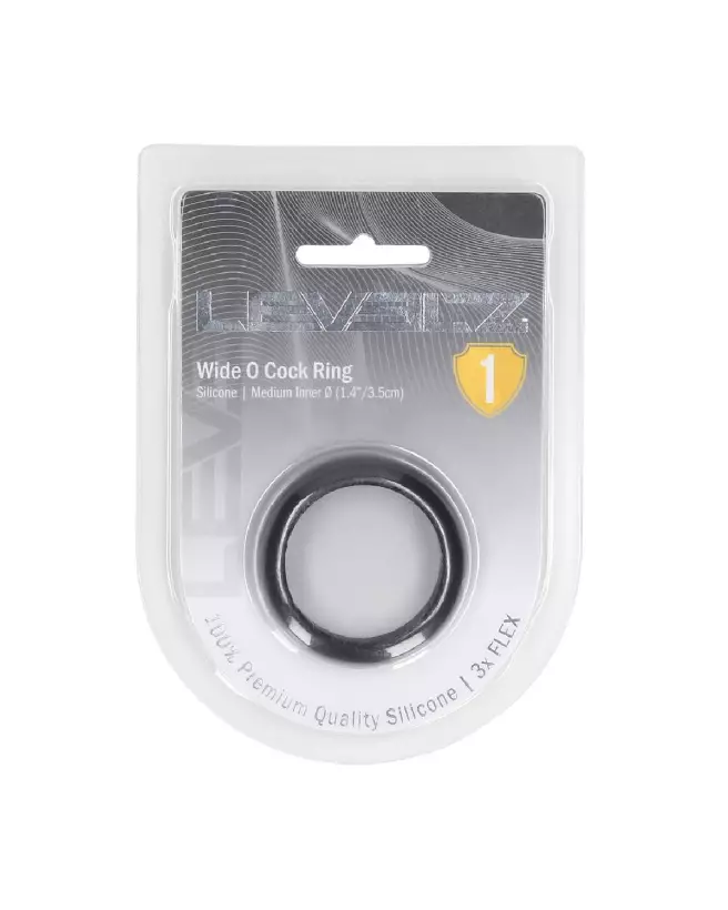 Cockring Wide O 35mm Noir en Silicone de Levelz by Shots pour endurance et confort-1
