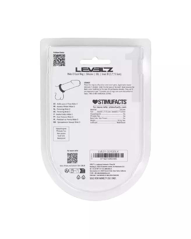 Cockring Wide O XXL en silicone noir de Levelz by Shots pour endurance et confort-2