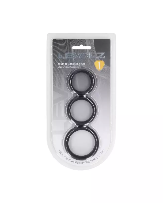 Set de 3 Cockrings Wide O en Silicone Noir Levelz by Shots Tailles S M L-1