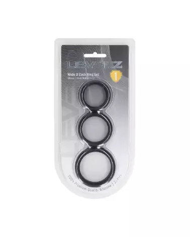 Set de 3 Cockrings Wide O en Silicone Noir Levelz by Shots Tailles S M L-1