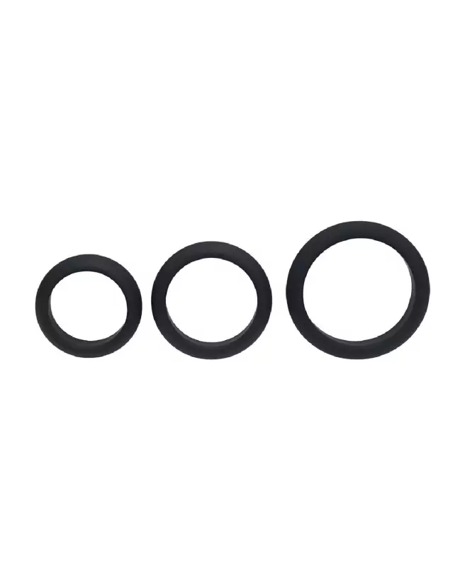Set de 3 Cockrings Wide O en Silicone Noir Levelz by Shots Tailles S M L-3