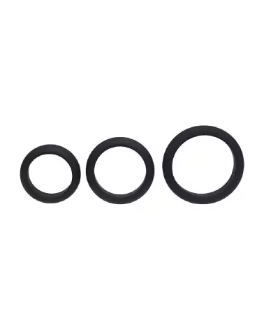 Set de 3 Cockrings Wide O en Silicone Noir Levelz by Shots Tailles S M L-3