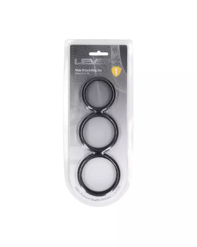 Set de 3 cockrings Wide O Levelz by Shots en silicone noir, tailles L, XL, XXL-1
