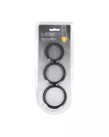 Set de 3 cockrings Wide O Levelz by Shots en silicone noir, tailles L, XL, XXL-1
