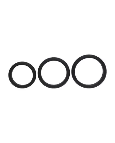 Set de 3 cockrings Wide O Levelz by Shots en silicone noir, tailles L, XL, XXL-3