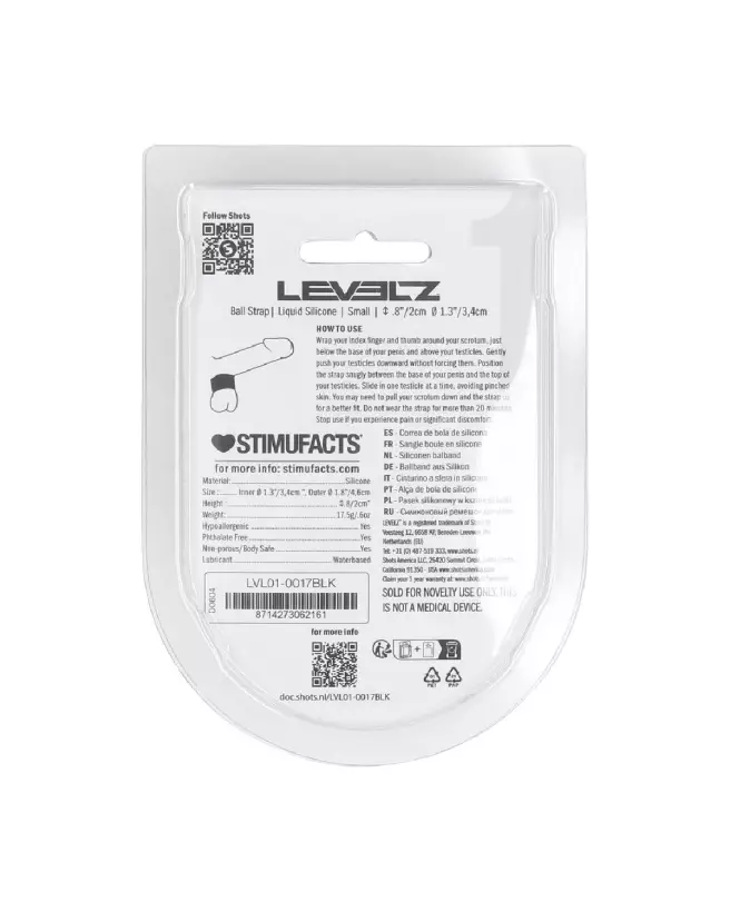 Image de sangle en silicone liquide noire Levelz by Shots taille S-2
