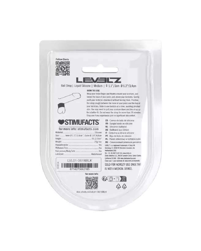 Sangle en silicone liquide noir Levelz by Shots taille M 34mm-2