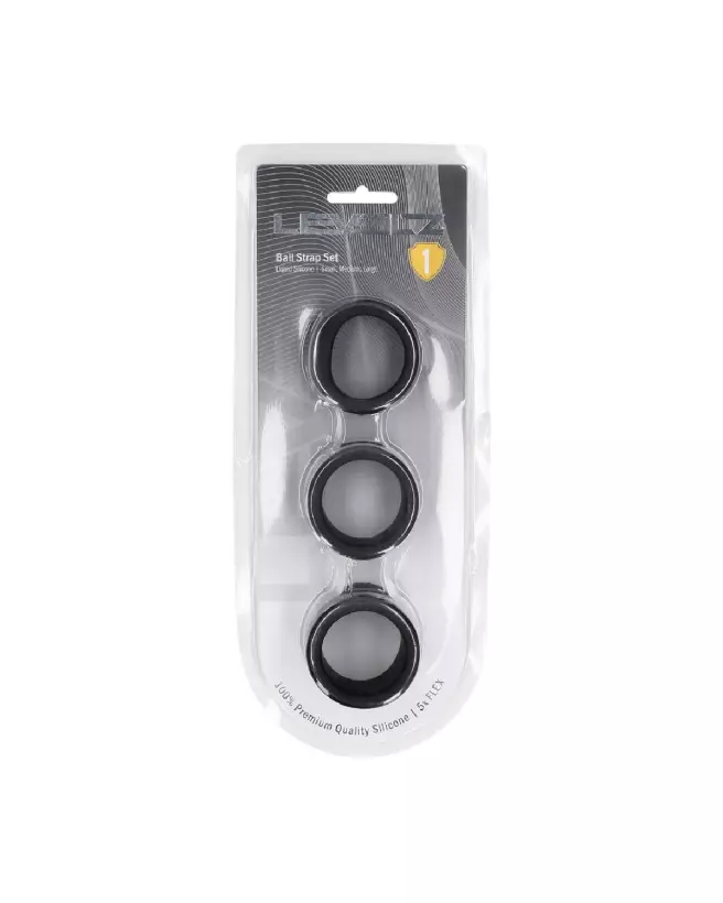 Ensemble de sangles en silicone liquide noir Levelz by Shots, tailles S/M/L, pour performance et confort-1