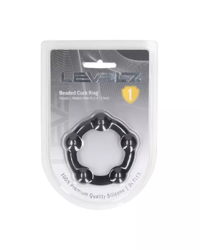 Cockring en silicone perlé noir Levelz by Shots 35mm-1