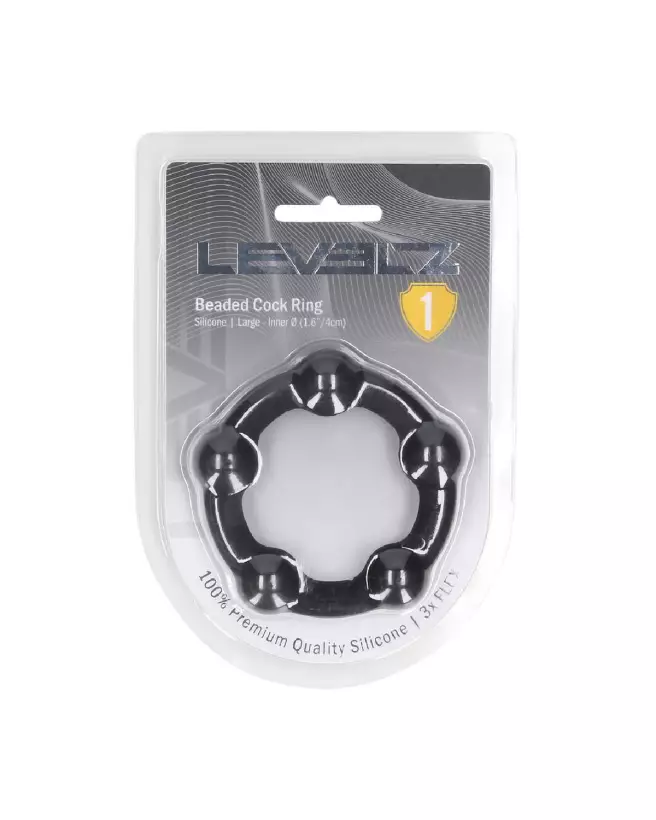 Cockring en silicone noir perlé 45mm Levelz by Shots pour performance et confort-1
