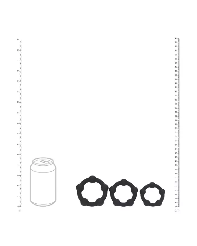 Photo de l'ensemble de 3 cockrings en silicone perlé noir Levelz by Shots, tailles S/M/L-3