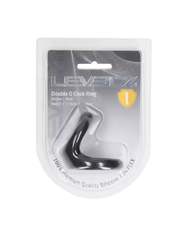 Double O Cockring en Silicone Noir Taille S par Levelz by Shots-1