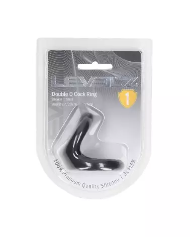 Double O Cockring en Silicone Noir Taille S par Levelz by Shots-1