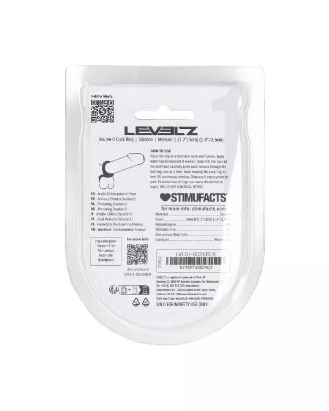 Cockring Double O en Silicone Noir Taille M par Levelz by Shots pour Performance et Confort-2