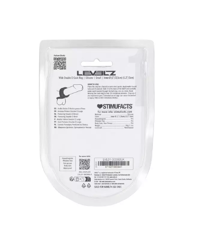 Cockring en silicone double large noir taille S par Levelz by Shots-2