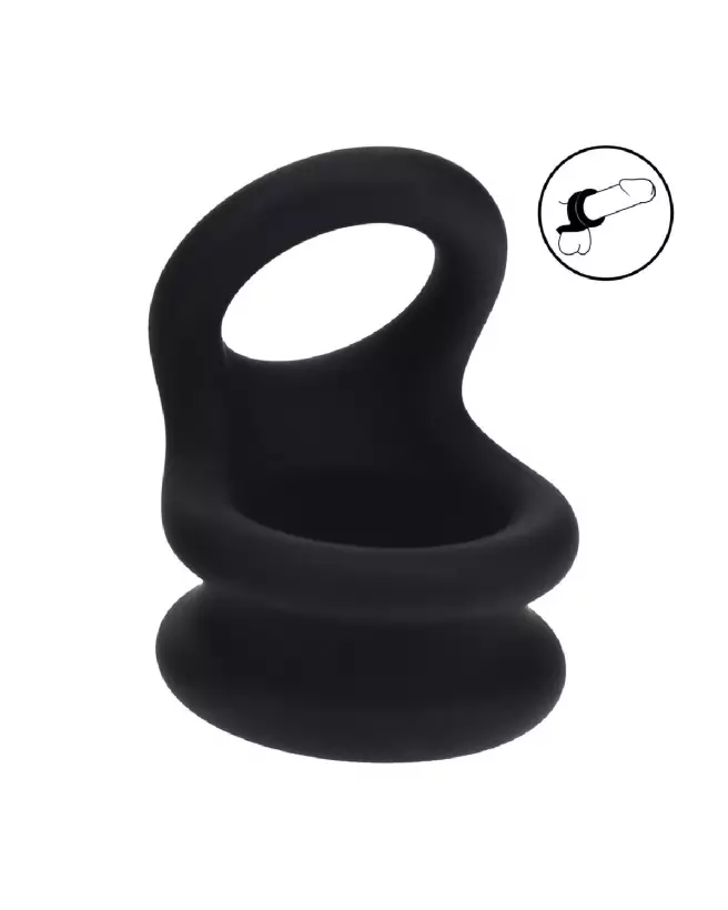 Cockring en silicone double large noir taille S par Levelz by Shots-7