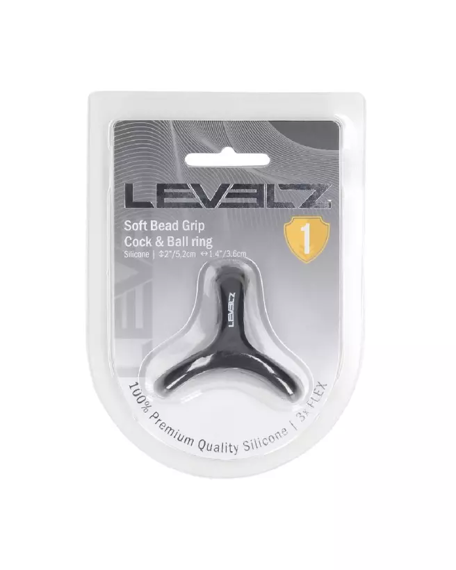 Anneau en silicone noir Levelz by Shots avec perles pour pénis et testicules, confort optimal-1
