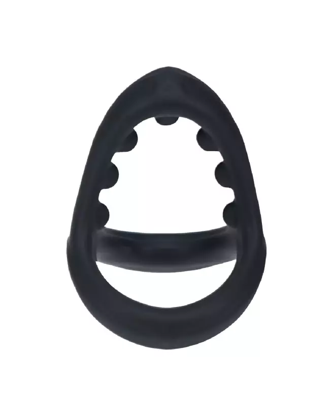 Anneau en silicone noir Levelz by Shots avec perles pour pénis et testicules, confort optimal-3