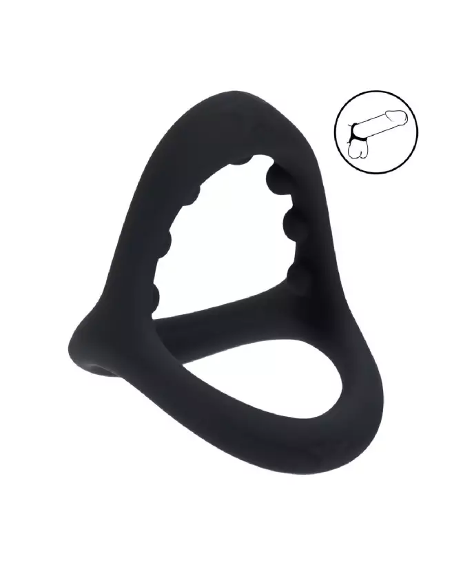 Anneau en silicone noir Levelz by Shots avec perles pour pénis et testicules, confort optimal-7
